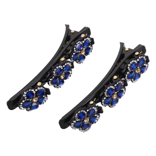 OUNONA 2 Stück Glitzernde Imitationsstein Braid Haarclips mit Fünf Blütenblättern Stabile Duckbill Barrettes für und Mädchen Styling Accessoires von OUNONA