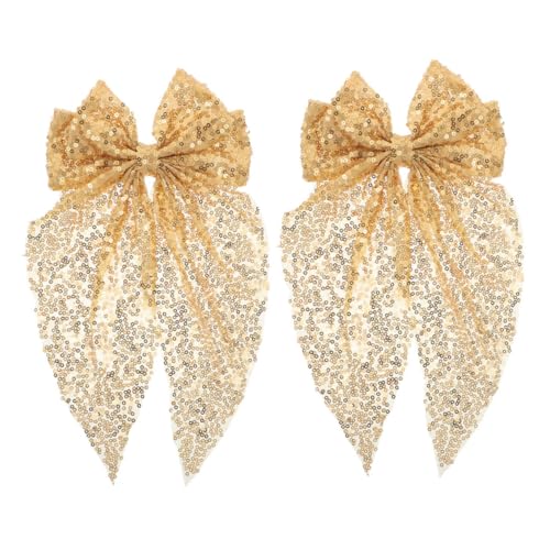 OUNONA 2 Stück Glitzernde Pailletten Haarschleifen für Damen Übergroße Funkelnde Haarspangen für Partys Hochzeiten und Geburtstage Haaraccessoires von OUNONA
