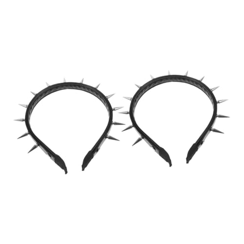 OUNONA 2 Stück Gothic Stirnband mit Nieten und Spitzen Steampunk Haaraccessoire aus Langlebiger Zinklegierung und PU Verstellbar für Barockball Punkkonzert und Themenpartys Modisches von OUNONA