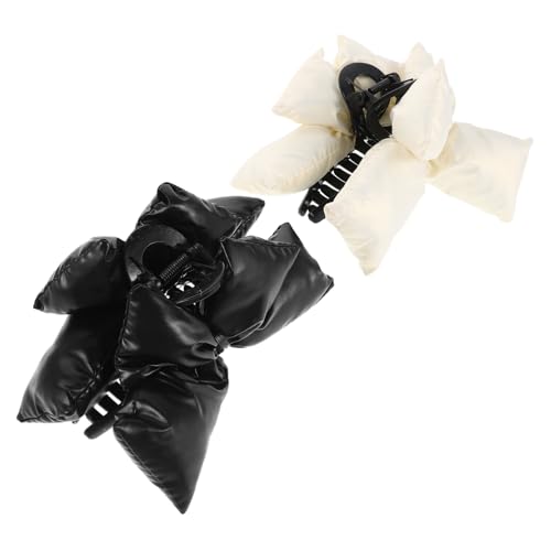 OUNONA 2 Stück Große Haarklammern mit Schleifen Weiche Claw Clips für Damen Zuverlässiger Halt Leichter Haar Accessoire für Büro und Sport von OUNONA