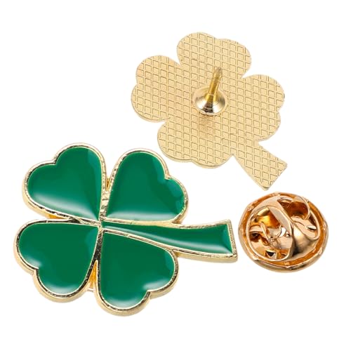 OUNONA 2 Stück Grüne Vierblättrige Kleeblatt Brosche Kompakter Irish Leaf Pin Glücksbringer Anstecknadel für Frauen Festival Geburtstag St Patrick Day Schmuck von OUNONA