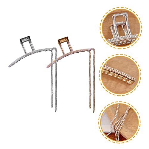 OUNONA 2 Stück Haarklammern mit Metall Tassel Haarspangen für Damen Geeignet für Dünnes und Dickes Haar Stilvolle Haarklammern zum Sicheren Halten und Modischem Haarstyling von OUNONA