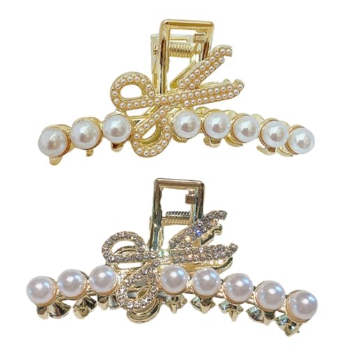 OUNONA 2 Stück Haarklammern mit Perlenoptik und Funkelnden Strasssteinen Modische Haarschmuck Damen Kreative Clips für Dutt und Alltag Stilvolle Haarspangen für Frauen von OUNONA