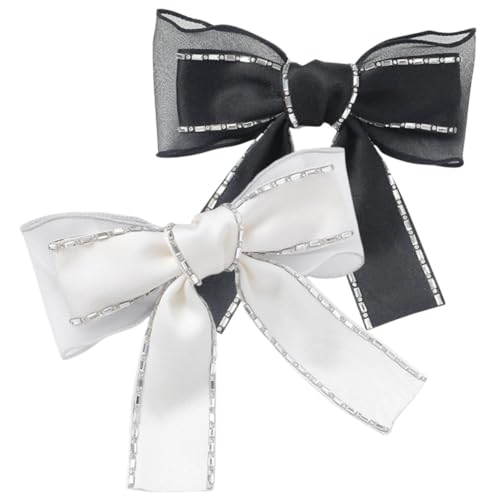 OUNONA 2 Stück Haarschleifen Haarspangen Damen Schleifen Haarclips Leichtes Material Vielseitiger Haarschmuck für Alltag Party Hochzeit Klassisch Neutral von OUNONA