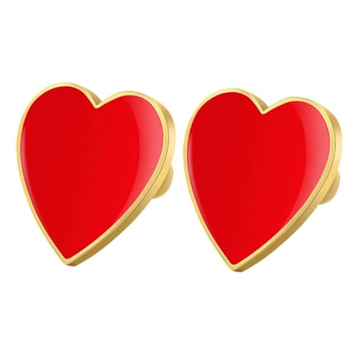 OUNONA 2 Stück Herzförmige Anstecknadeln Legierung mit Feiner Politur und Glatter Oberfläche Rote Emaille Broschen für Damen Kleidung Jacken und Rucksäcke Valentinstag von OUNONA
