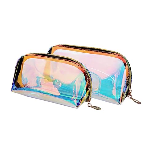 OUNONA 2 Stück Holografische Kosmetiktasche TPU Reise Make Up Tasche Clutch Klein Groß Modisch Halbtransparent Vielseitig für Damen und Alltag OUNONA 2 Stück Holografische Kosmetiktasche TPU Reise Make Up Tasche Clutch Klein Groß Modisch Halbtransparent Vielseitig für Damen und Alltag von OUNONA