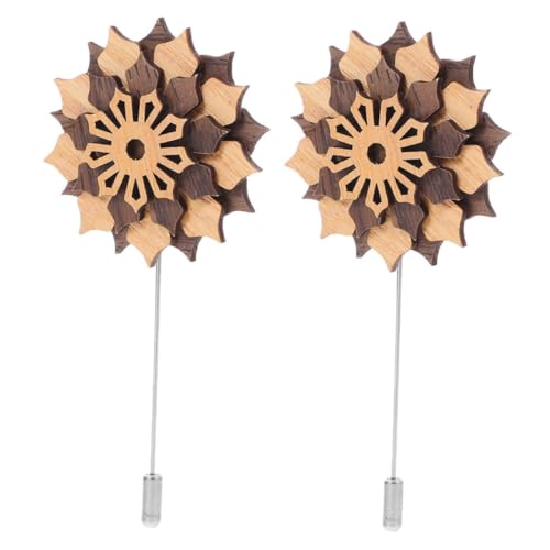 OUNONA 2 Stück Holzblumen Brosche mit Farbigen Perlen Langlebige Legierung Teiliges Modisches Herren Anstecknadel für Anzug Hochzeit Vielseitig Verwendbar Natürlicher Stil von OUNONA