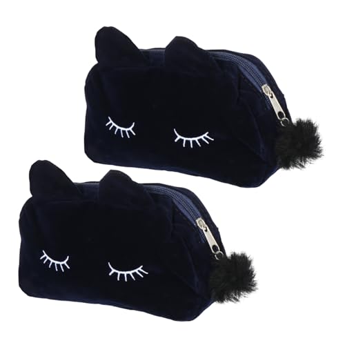 OUNONA 2 Stück Katzen Design Kosmetiktasche Große Make Up Beutel mit Reißverschluss Tragbare Stiftetasche für Damen für Reisen und Freizeit von OUNONA