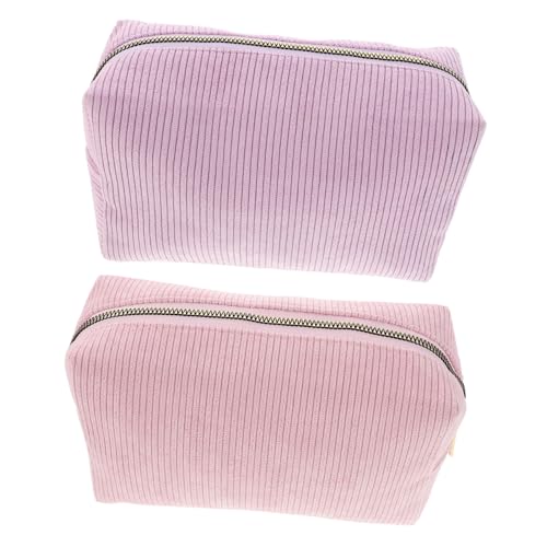 OUNONA 2 Stück Kordstoff Kosmetiktasche Teiliges mit Reißverschluss Kompakt Handlich Organisiert Make Up und Reiseutensilien für Damen Minimalistisches Design in Rosa und für Alltag und von OUNONA