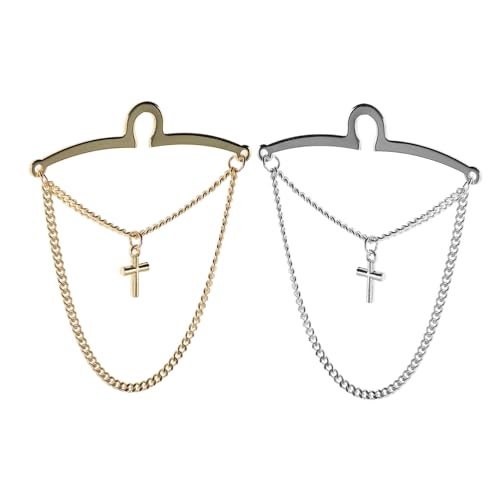 OUNONA 2 Stück Krawattenklammern aus Kupfer mit Kreuzdesign Stilvolle Krawattenkette für Herren Leichter Stabiler Halteclip Geeignet für Business Hochzeit und Alltag von OUNONA