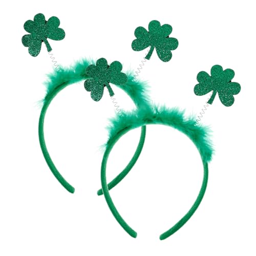 OUNONA 2 Stück Kreative Haarreifen aus Satin für Patrick's Day Karneval Accessoires mit Kleeblatt Design für Festivals und Feiern von OUNONA