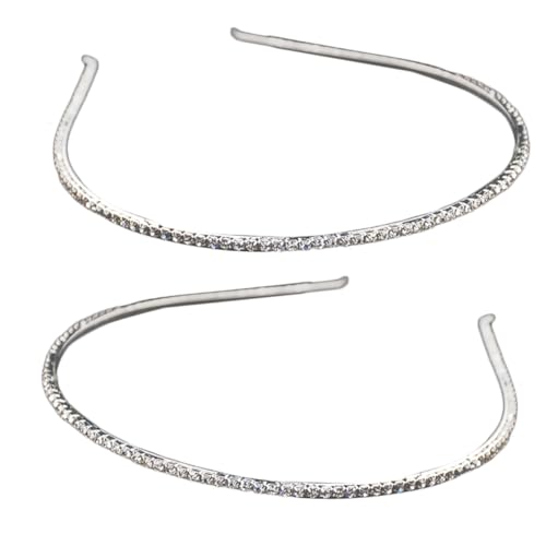OUNONA 2 Stück Kristallbesetztes Damen Glitzerndes Stilvolles Stirnband für Hochzeit Party und Festliche Anlässe Silberfarbener Schmuck für Braut und Brautjungfern von OUNONA