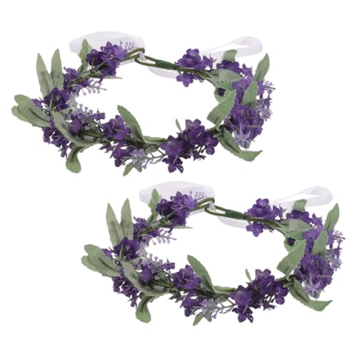 OUNONA 2 Stück Lavendel Blumenkranz Haarband Teiliges für Hochzeit und Strandfotografie Eleganter Kopfschmuck Leicht und Komfortabel Romantisches Accessoire für Besondere Anlässe von OUNONA