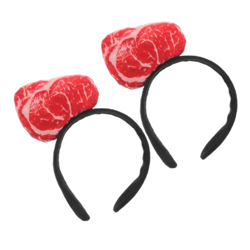 OUNONA 2 Stück Lustige Fleisch Cosplay Stirnbänder Food Kopfbedeckung für Partys Festivals und Halloween Realistische Essens Designs für Fotos und Rollenspiele von OUNONA
