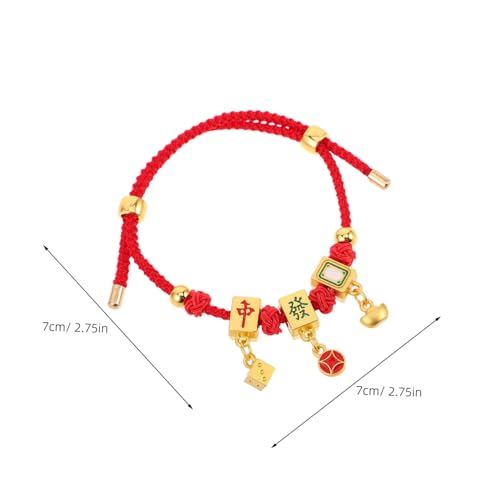 OUNONA 2stücke Damenarmbänder Geflochten Aus Schnur Mahjong-schmuck Für Frauen Glücksarmband Mit Handgefertigtem Design Armband-handgelenkseil Im Vintage-stil von OUNONA