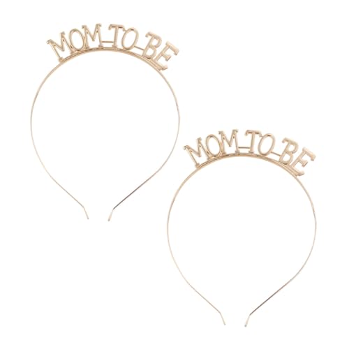 OUNONA 2 Stück Mom To Be Stirnband aus Legierung Eleganter Haarschmuck für Schwangere Damen Goldfarbenes Haarband für Festliche Anlässe Angenehm zu Tragen Leicht und Formbeständig von OUNONA