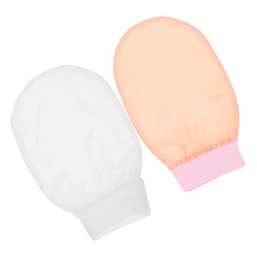 OUNONA 2 Stück Peelinghandschuhe aus Faux Seide Sanftes Körperpeeling Weiche Waschhandschuhe für Männer und Frauen Effektive Entfernung Abgestorbener Haut Rückenschrubber für Dusche Rosa von OUNONA