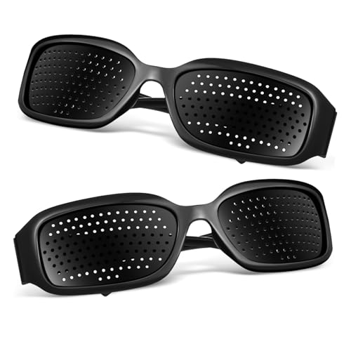 OUNONA 2 Stück Pinhole Lochbrille zur Augentraining Entspannung Leichte PC Mesh Brille gegen Augenmüdigkeit für Computerbildschirm und Outdoor Aktivitäten von OUNONA