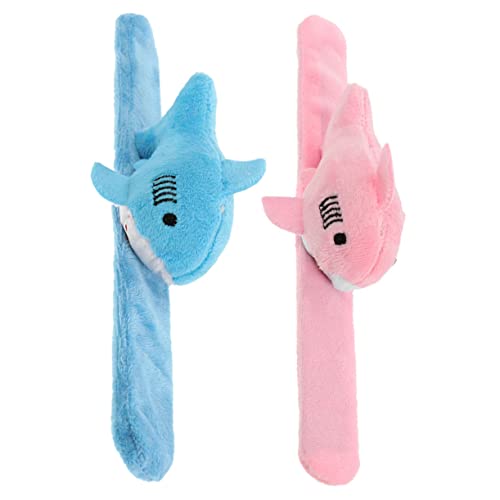 OUNONA 2 Stück Plüsch Hai Klatscharmbänder Niedliche Handgelenk Armbänder für Partys und Schulpreise Blau von OUNONA