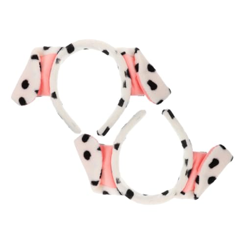 OUNONA 2 Stück Plüsch Hund Ohren Haarreif Verstellbar Elastisch Süßes Cosplay Stirnband für Halloween Party Spa Gesichtswäsche Geeignet von OUNONA