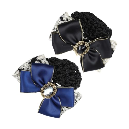 OUNONA 2 Stück Professionelles Haarnetz Dutt Cover Goldverziertem Schleifen dekor Eleganter Haarschmuck für Frauen Atmungsaktives Haarnetz für Arbeit und Alltag Vielseitig Einsetzbar für von OUNONA