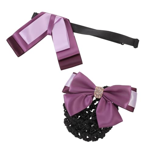 OUNONA 2 Stück Professionelles Teiliges Haarknoten Set mit Haarnetz und Schleifen Haarklammer Langlebig und Farbbeständig Eleganter Haarschmuck für Damen Passend zu Uniformen bei Arbeit von OUNONA