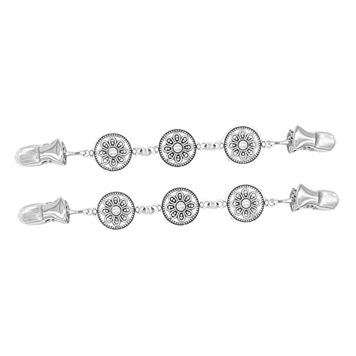 OUNONA 2 Stück Retro Cardigan Clips Langlebigem Metall Praktische Kleidungsklammern für Strickjacken Schals und Pullover Vielseitiges Accessoire in Silber für Damen von OUNONA