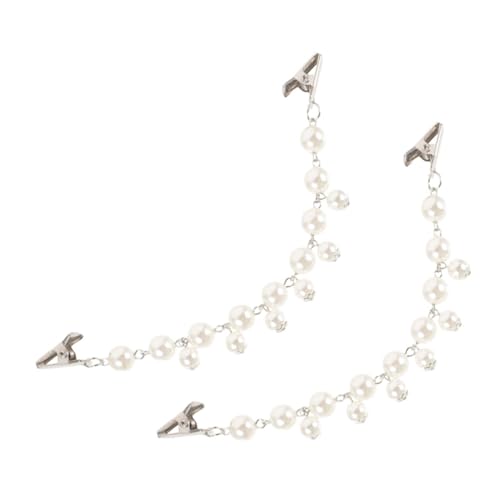 OUNONA 2 Stück Retro Cardigan Clips mit Kunstperlen Vielseitige Knopflose Verschluss Brosche für Pullover und Jacken Schulterjacken Klammern für Damen und Mädchen von OUNONA