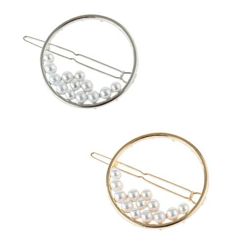 OUNONA 2 Stück Runde Haarklammer mit Perlen Teiliges aus Langlebiger Rutschfeste Haarspangen für Mädchen und Damen Eleganter Haarschmuck in Gold und Silber für Styling und von OUNONA