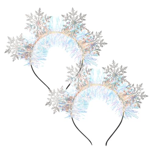 OUNONA 2 Stück Schneeflocken Haarreif Weihnachts Haarschmuck für Festliche Anlässe Langlebig und Bequem für Partys und Feiertage von OUNONA