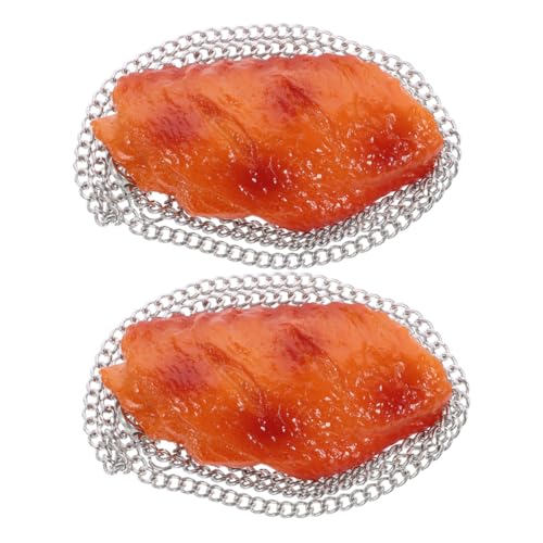 OUNONA 2 Stück Simulation Hühnerflügel Halskette Lustige Anhänger Kette Kreatives Lebensmittel Schmuck für Hip Hop Outfits von OUNONA
