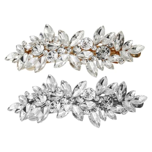 OUNONA 2 Stück Teiliges Damen Haarspangen Haarklammern mit Strasssteinen Federleichte Langlebige Haaraccessoires für Hochzeit Party Alltag Geeignet für Glattes und Lockiges Haar von OUNONA