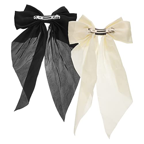 OUNONA 2 Stück Teiliges Große Schleifen Haarspangen für Damen Haarklammern mit Langen Schwänzen für Dickes Lockiges Haar Elegant Sicher im von OUNONA