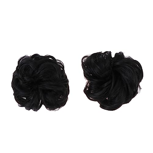 OUNONA 2 Stück Teiliges Haarknoten aus Synthetischem Haar Natürlicher Schwarzer Dutt Former Voluminöses Haar Accessoire für Frauen und Mädchen Einfaches Styling Langlebiges Haarschmuck von OUNONA