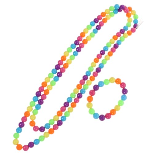 OUNONA 2 Stück Teiliges Halskette und Armband Bunte Kunststoffperlen Modisches Schmuckset Damen Verstellbar Leichte Partyaccessoires von OUNONA