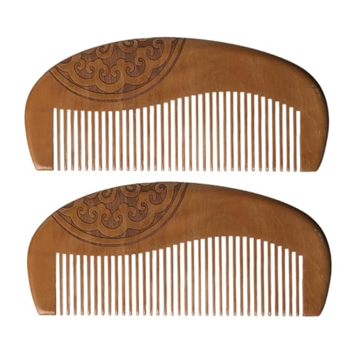 OUNONA 2 Stück Teiliges Holzkämme aus Langlebigem Pfirsichholz Handgefertigtes Chinesisches Wolkentotem design Kompakt und Tragbar für Frauen für Saubere Kopfhaut und Reisegebrauch von OUNONA