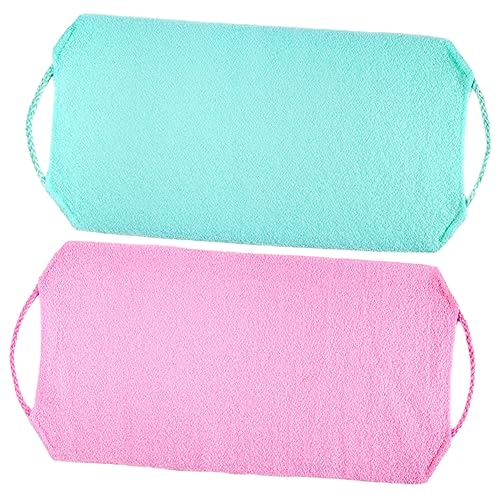 OUNONA 2 Stück Teiliges Peeling Badetuch mit Zugband Doppelseitiger Körper Scrubber für Sanftes Exfolieren von Rücken Nacken Beinen und Schultern Kompakt und Leicht für Dusche und Reise von OUNONA