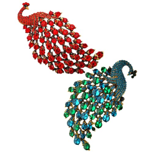 OUNONA 2 Stück Teiliges Pfauenbroschen mit Funkelnden Strasssteinen Anstecknadeln für Damen Schmuck Broschen Vielseitig für Kleidung Stola Party und Hochzeit Geeignet von OUNONA