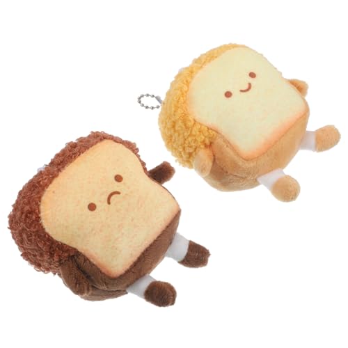 OUNONA 2 Stück Teiliges Plüsch Brot Anhänger Süßer Toast Schlüsselanhänger mit Lustigem Cartoon Design Weiches Stofftier zum Aufhängen an Taschen Praktisches und Dekoratives Accessoire von OUNONA