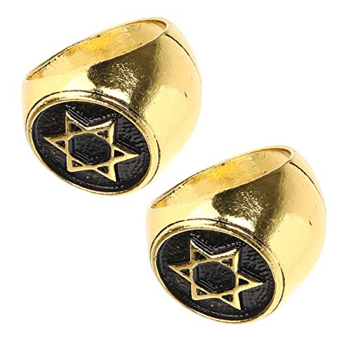 OUNONA 2 Stück Titanstahl Finger Ringe Hexagonaler Davidstern für Modisches Accessoire für Partys und Besondere Anlässe von OUNONA