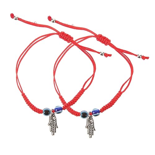 OUNONA 2 Stück Verstellbare Böser Blick Armbänder Geflochtene Rote Schnur Leichter Unisex Schmuck für Alltag Party Arbeit Modisches Accessoire mit von OUNONA