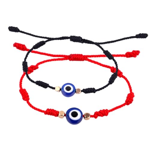 OUNONA 2stücke Geflochtenes Evil Eye String Armband Einstellbare Böser Blick Schnur Armbänder Damen Herren Freundschaft Armbänder Dekoratives Rotes Schwarzes Armband von OUNONA
