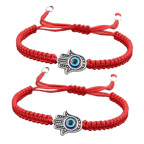 OUNONA 2 Stück Verstellbares Handgefertigtes Evil Eye Geflochtenes Schutzamulett Robustes Legierungs und Seidenmaterial Einstellbare für Damen und Herren Schützt vor Negativer und von OUNONA