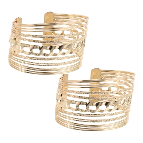 OUNONA 2 Stück Verstellbares Offenes Goldarmband Chunky Goldarmband mit Filigranen Details für Handgelenksdeko für Freundin von OUNONA