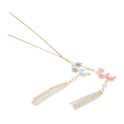 OUNONA 2stücke Antike Chinesische Haarnadeln Mit Blumenquaste Metall-haarnadel Für Frauen Haarspange Für Hochzeit Und Abendveranstaltungen Orientalischer Haar-schmuck von OUNONA