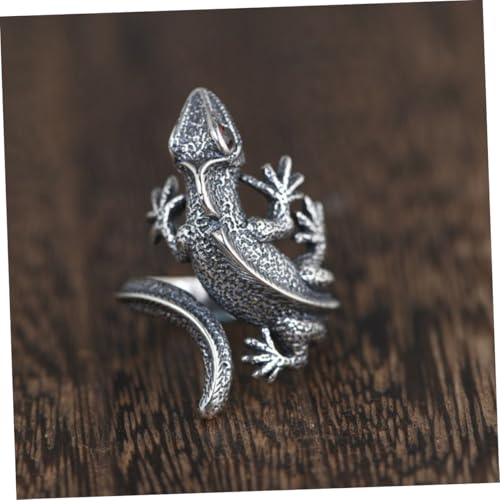 OUNONA 2 Stück Vintage Eidechsen Ringe mit Roten Augen Handgefertigter Offener Reptilien Schmuck Statement Ring für Jungen und Frauen Einzigartiger Tier Schmuck für Alltag und Party von OUNONA