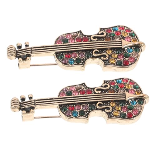 OUNONA 2 Stück Vintage Geigenbroschen mit Funkelnden Strasssteinen Stilvolle Anstecknadeln für Damenjacken Schals und Strickjacken Musikalische Schmuckpins für Frauen mit Künstlerischem von OUNONA
