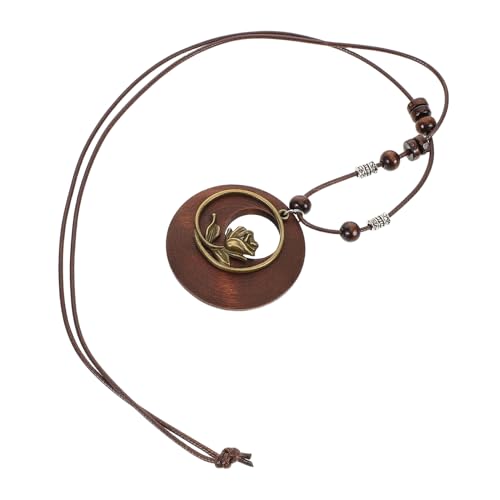 OUNONA 2 Stück Vintage Halsketten mit Filigranem Rosenanhänger Lange Boho Pulloverkette Handgefertigter Ethno Stil Leicht und Komfortabel für Damen und Herren Modisches Schmuckaccessoire von OUNONA