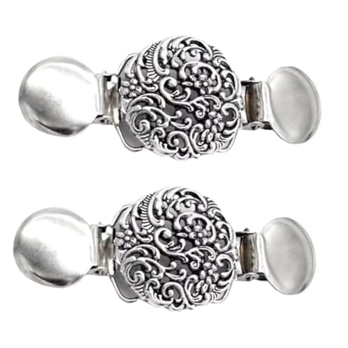 OUNONA 2 Stück Vintage Sweater Clips Set Legierung mit Antik Blumenmuster Cardigan und Schalclips für Damen für Hochzeiten Arbeit und Freizeit von OUNONA