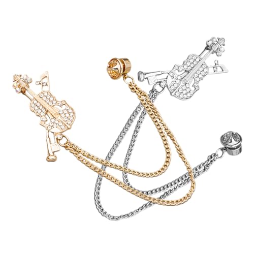 OUNONA 2 Stück Violin Broschen aus Langlebiger Legierung Anstecknadeln für Damen Kleidung Vielseitig als Schal und Ansteckpin Geeignet Sichere Befestigung für Jacken Taschen und Kleider von OUNONA